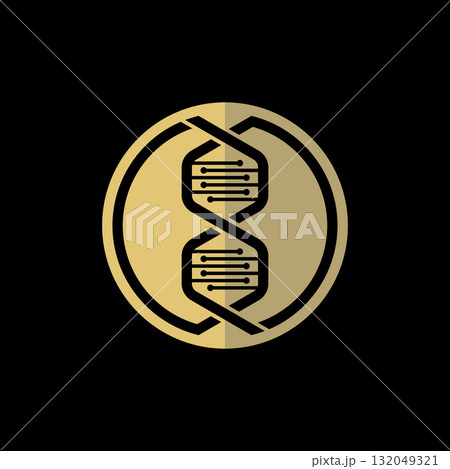 Logo design graphic concept creative premium vector stock image top sell line hexagon DNA on circle health generic science chain helix chemistry atom 132049321