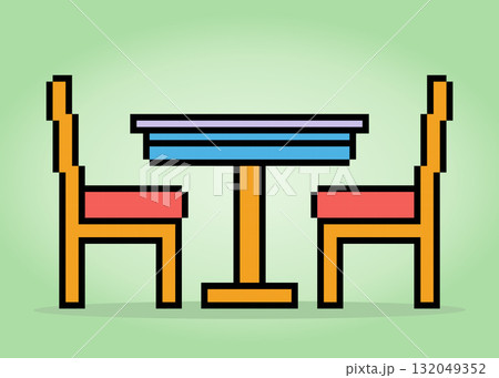8 bit pixel dining table. Interior game assets in vector illustrations. 8 bit pixel dining table. Interior game assets in vector illustrations. 132049352