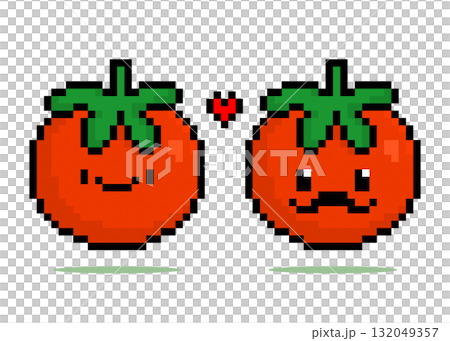 8 bit pixel Tomato Character. Vegetables in Vector Illustration for Game Assets and Cross Stitch Patterns. 132049357