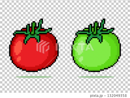 8 bit pixel tomato. Vegetables in vector illustrations for game assets and cross stitch patterns. 8 bit pixel tomato. Vegetables in vector illustrations for game assets and cross stitch patterns. 132049358