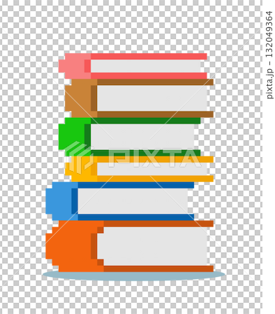 8 bit pixel book stack, in vertical view. for game assets and cross stitch patterns in vector illustrations. 8 bit pixel book stack, in vertical view. for game assets and cross stitch patterns in vector illustrations. 132049364