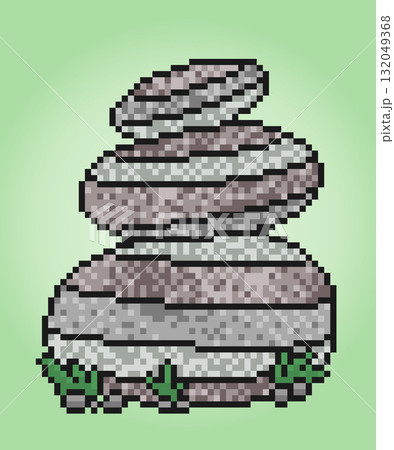 8 bit pixel stone stack, in vertical view. for game assets and cross stitch patterns in vector illustrations. 8 bit pixel stone stack, in vertical view. for game assets and cross stitch patterns in vector illustrations. 132049368