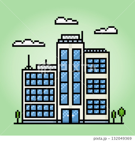 8-bit pixel icon high building in vector illustrations for game assets and web icons 8-bit pixel icon high building in vector illustrations for game assets and web icons 132049369