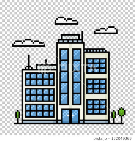 8-bit pixel icon high building in vector illustrations for game assets and web icons 8-bit pixel icon high building in vector illustrations for game assets and web icons 132049369