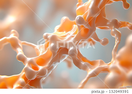 Abstract Close-Up of Organic Shape in Soft Shades of Orange and White with Unique Texture 132049391