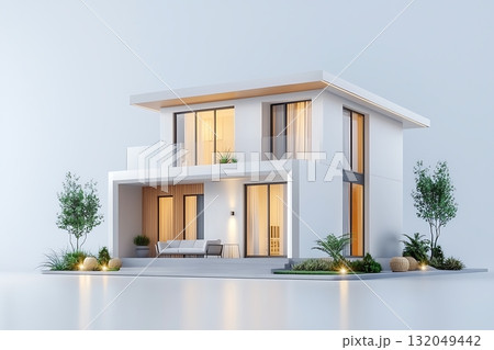 Modern Minimalist House Design with Open Concept and Elegant Outdoor Space 132049442