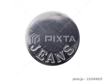 Old metal jeans button isolated on white background Old metal jeans button isolated on white background 132049835