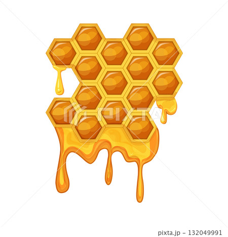 Honeycomb with honey. Cute colorful cartoon background. Honeycomb with honey. Cute colorful cartoon background. 132049991