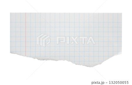 piece of lined graph paper tear isolated on white background piece of lined graph paper tear isolated on white background 132050055