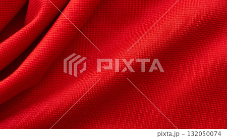 Red sports clothing fabric football shirt jersey texture close up Red sports clothing fabric football shirt jersey texture close up 132050074