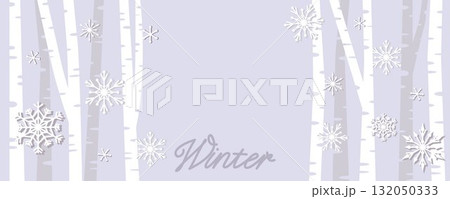 森の中の雪景色、ウィンターホリデーイラスト背景 132050333