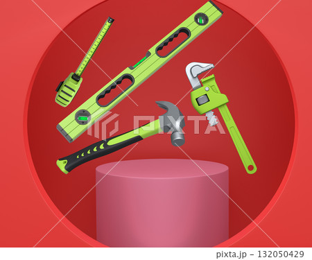 Abstract scene or podium for product showcase on monochrome background. 132050429