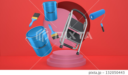 Abstract scene or podium for product showcase on monochrome background. Abstract scene or podium for product showcase on monochrome background. 132050443