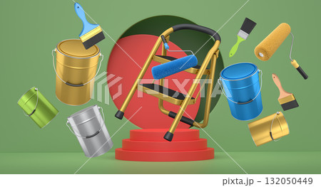 Abstract scene or podium for product showcase on monochrome background. Abstract scene or podium for product showcase on monochrome background. 132050449