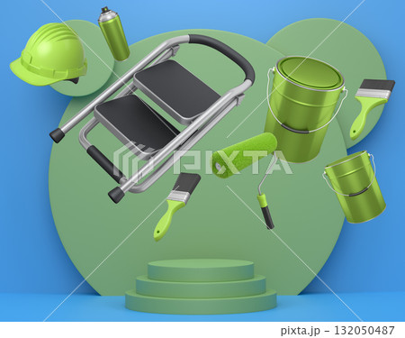 Abstract scene or podium for product showcase on monochrome background. 132050487