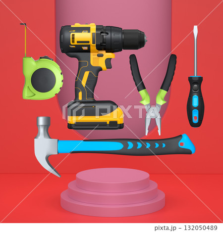 Abstract scene or podium for product showcase on monochrome background. 132050489