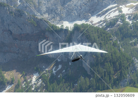 Hang gliding above mountain valley near Jenner mount Berchtesgaden National Park 132050609