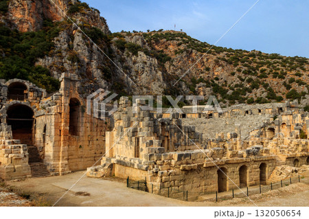 Ruins of ancient Greek-Roman theatre of Myra in Demre, Antalya province in Turkey Ruins of ancient Greek-Roman theatre of Myra in Demre, Antalya province in Turkey 132050654