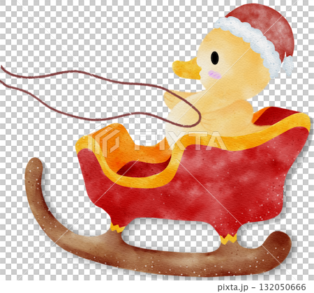 Christmas illustration with yellow duckling and roller skates.Cute yellow duckling Christmas illustration with yellow duckling and roller skates.Cute yellow duckling 132050666