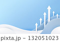 business growth and leadership concept with white arrows rising upward in paper cut style blue background symbolizing success, progress, direction, and teamwork in corporate innovation 132051023