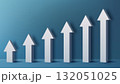 growth success progress business finance chart with 3d white arrows rising upward on dark teal background symbolizing corporate achievement improvement and economic development 132051025