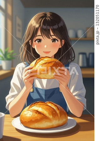 朝食を食べる女性 朝食を食べる女性 132051170