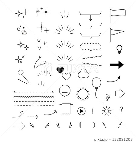 シンプルな吹き出し素材イラストセット シンプルな吹き出し素材イラストセット 132051205