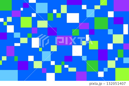 幾何学模様　四角形　ブルー 132051407