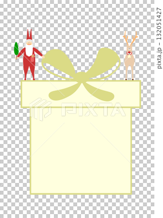 Christmas gift box frame illustration background with cute Santa Claus and reindeer Christmas gift box frame illustration background with cute Santa Claus and reindeer 132051427