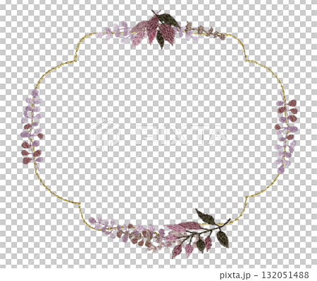 【秋色植物の飾り枠】手刺繍イラスト素材セット 【秋色植物の飾り枠】手刺繍イラスト素材セット 132051488