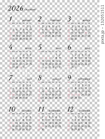 2026 Annual Calendar - Simple Vertical 132051511