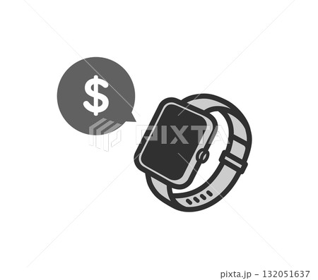 スマートウォッチ　決済　ドルマークのアイコンイラスト 132051637