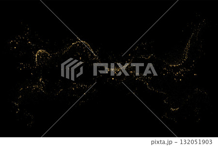 Isolated golden textured wavy illustration on black background 132051903