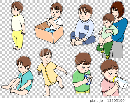 可愛的兒童插圖 132051904