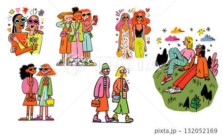 わたしたち仲良し友達イラスト集 132052169