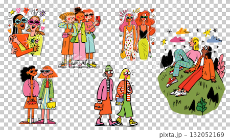 わたしたち仲良し友達イラスト集 132052169