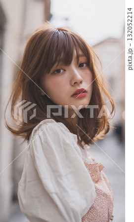 カットモデル 日本人女性 ミディアムヘア カットモデル 日本人女性 ミディアムヘア 132052214