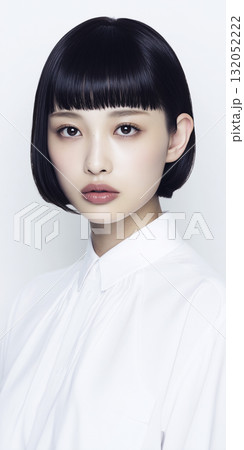 カットモデル 日本人女性 ショートボブ 前髪ぱっつん カットモデル 日本人女性 ショートボブ 前髪ぱっつん 132052222