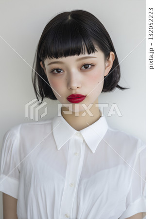 カットモデル 日本人女性 ショートボブ 前髪ぱっつん カットモデル 日本人女性 ショートボブ 前髪ぱっつん 132052223