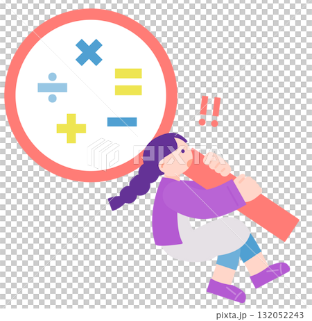 Illustration of a girl holding a magnifying glass and noticing something strange Illustration of a girl holding a magnifying glass and noticing something strange 132052243