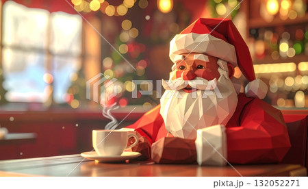Santa in Vintage Cafe at Christmas Santa in Vintage Cafe at Christmas 132052271