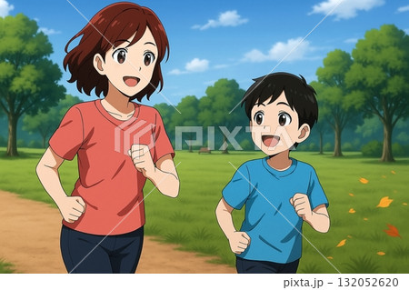 母と子のランニングタイム 母と子のランニングタイム 132052620