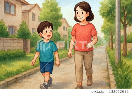 親子で楽しくウォーキング 健康とコミュニケーションの時間 親子で楽しくウォーキング 健康とコミュニケーションの時間 132052652