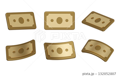 cartoon style gold money bills currency 3D graphic cartoon style gold money bills currency 3D graphic 132052807
