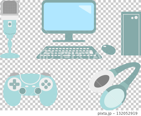 ゲーム配信・PC作業に使えるデバイスイラスト素材セット ゲーム配信・PC作業に使えるデバイスイラスト素材セット 132052919
