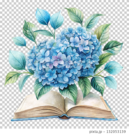 Flowers emerge from a watercolor painting on a white background 132053139