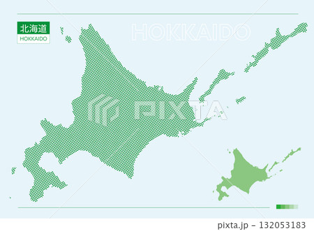 北海道・地図(ドット)Hokkaido map 132053183
