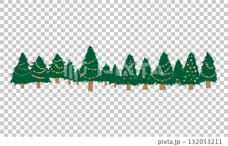 手描きのクリスマスツリーイラスト。12月のクリスマス背景。 132053211