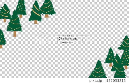 手描きのクリスマスツリーイラスト。12月のクリスマス背景。 手描きのクリスマスツリーイラスト。12月のクリスマス背景。 132053213
