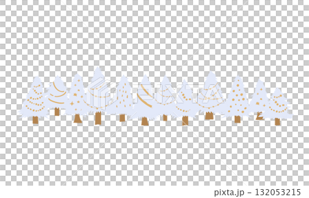 手描きのクリスマスツリーイラスト。12月のクリスマス背景。 132053215